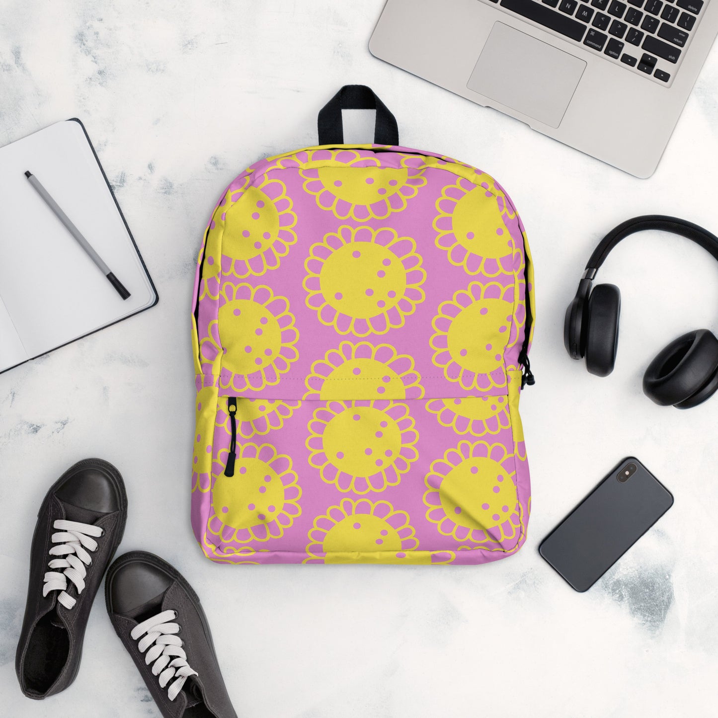 Pink and Yellow Sunflower Backpack